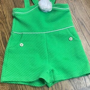 Janie and Jack Green Quilted Romper